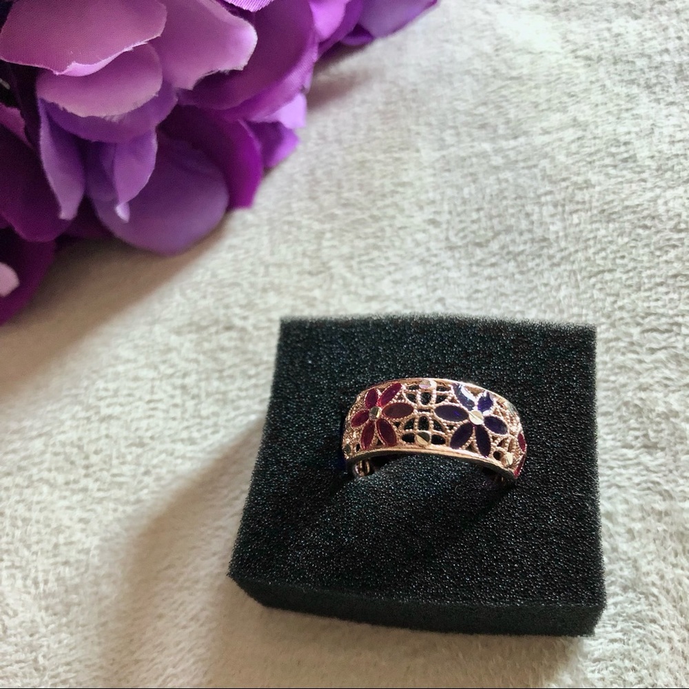 Rose Gold Floral Ring 925